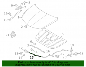Hyundai Sonata 11-15 hood release cable front