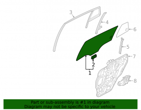 Glass of the rear left door Hyundai Ioniq 17-22