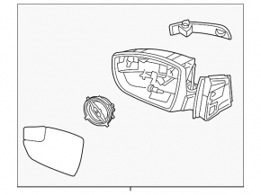 Side mirror left Ford Focus mk3 15-18 rest 5 pins, turn signal, gray