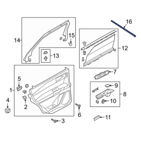 Glass seal inside rear left door Ford Explorer 20-