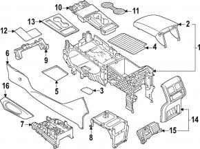 VW Atlas 24-25 black center console trim, lower right side