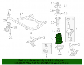 Front left spring Toyota Sienna 17-20 AWD