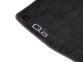 A set of floor mats for the Audi Q8 19-22, dark gray cloth with the Q8 inscription