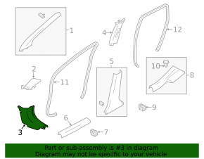 Front pillar trim lower right Nissan Versa Note 13-19 black