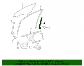 Front left door glass guide Toyota Camry v40 rear