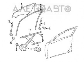 Rear front left door glass guide Toyota Camry v40 07-11