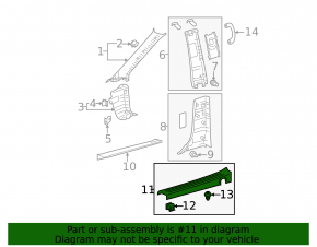 Door sill trim rear left Toyota Sienna 11-14 brown, worn