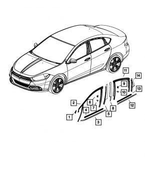 Front right window seal for Dodge Dart 13-16