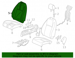 Honda Civic XI FE/FL 22-24 passenger seat back upholstery, gray leather