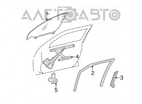 Glass door front left Lexus IS250 IS350 06-13