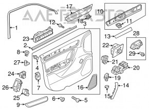 Door trim card front left VW Touareg 11-14 leather black