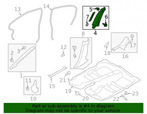 Center pillar trim upper belt left Subaru Impreza 17-23 GK ser