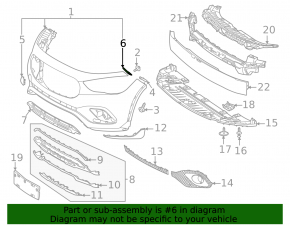 Front bumper mount, center upper left, Mercedes H247 GLA 20-26