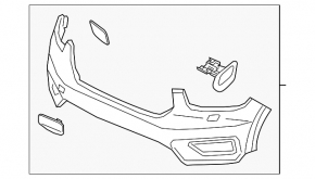 Front bare bumper Volvo XC40 19-22 for headlight washers without parking sensors and park assist