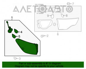 Light outer wing left Toyota Highlander 14-16