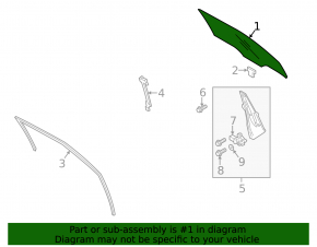 Front right door glass Hyundai Veloster 12-14