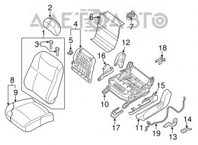 Nissan Altima 13-14 driver's seat without airbag, black velour