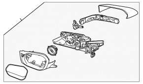 Right side mirror assembly Kia EV6 22-24 with turn signal, heating, auto-folding, BSM, camera