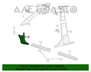Front pillar trim lower right Dodge Journey 11-15 black, scratch