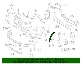 Front bumper arch molding, left, Toyota Rav4 17-18, black