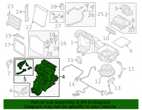 The bare heater housing of the Audi Q3 83A 19-25 air conditioner
