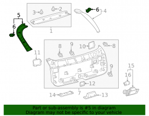 Left Trunk Door Trim Lexus RX350 RX450h 16-22 Black