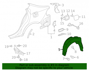Rear left mudguard Lexus IS 14-20
