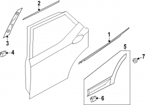 Door trim, rear right, front side, Hyundai Santa Fe 24-26