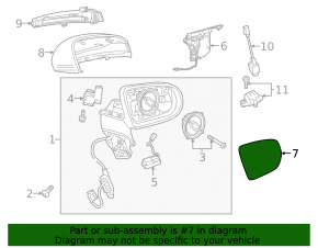 Right mirror element, heated, Mercedes GLC 16-22