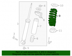 Rear right spring Chevrolet Malibu 16- yellow stiffness
