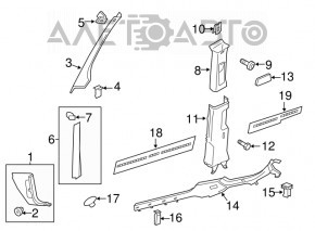 Right front pillar trim for VW Jetta 11-18 USA, beige