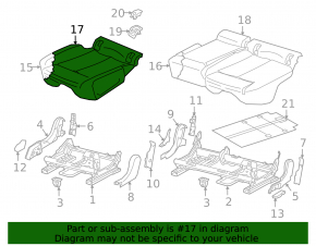 Audi Q5 80A 21-24 grey leather rear seat cushion trim, 2nd row, right