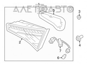 Inner taillight trunk lid left Kia Optima 11-13 prerest