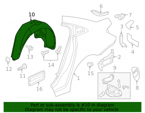 Rear left fender liner Chevrolet Cruze 11-16