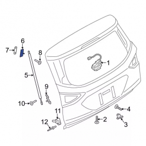 Right tailgate shock absorber bracket on the body of Ford Escape MK3 13-19