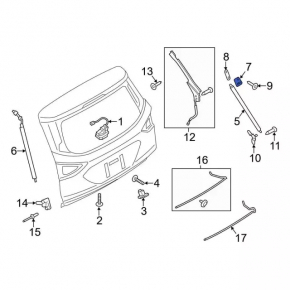 Right tailgate shock absorber bracket on the body of Ford Escape MK3 13-19
