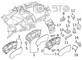 Ford Edge 19-24 headlight control with fog lights, trunk release button, and TCS