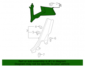 Rear pillar trim left VW Taos 22-25 gray