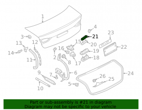Left Audi A3 8V 15-20 trunk lid bumper bracket on the lid