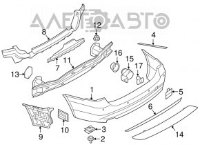 Bare rear bumper BMW 3 F30 16-18 for parking sensors, for molding, white 300