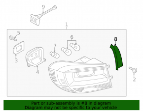 Rear left exterior light trim for VW Tiguan 2009-2018