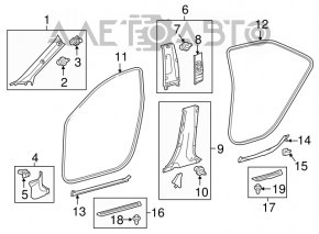 Lower left center pillar trim Toyota Camry v55 15-17 usa beige, scratches, dry cleanable