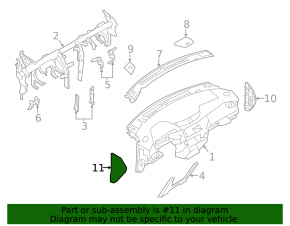 Front panel trim side left Nissan Rogue 14-20 black