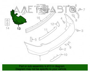 Rear bumper guard left Nissan Rogue 14-20 type 2