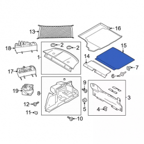Ford Mustang mk6 15-23 coupe trunk floor, gray