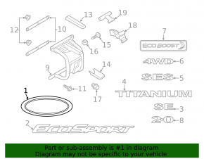 Emblem badge of the trunk door Ford Ecosport 18-22 for the spare tire