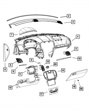 Glove box, glove compartment Dodge Challenger 15- black
