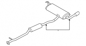 Rear muffler with barrels Nissan Rogue 14-20 rusty
