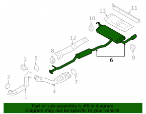 Rear muffler with barrels Nissan Rogue 14-20 rusty
