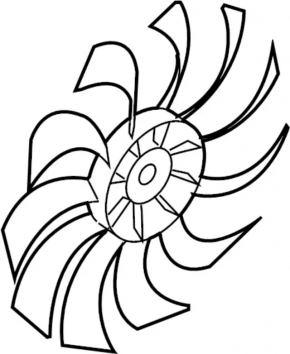 Cooling fan impeller left Nissan Leaf 11-17 6 blades, crack